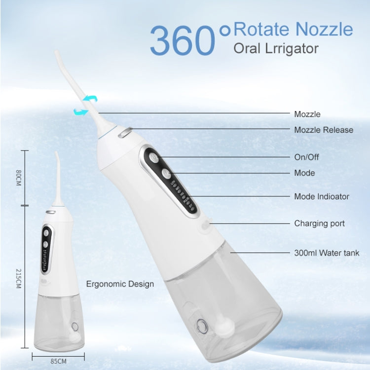 WF203 Intelligent Electric Oral Irrigator Portable Flosser(White Transparent)
