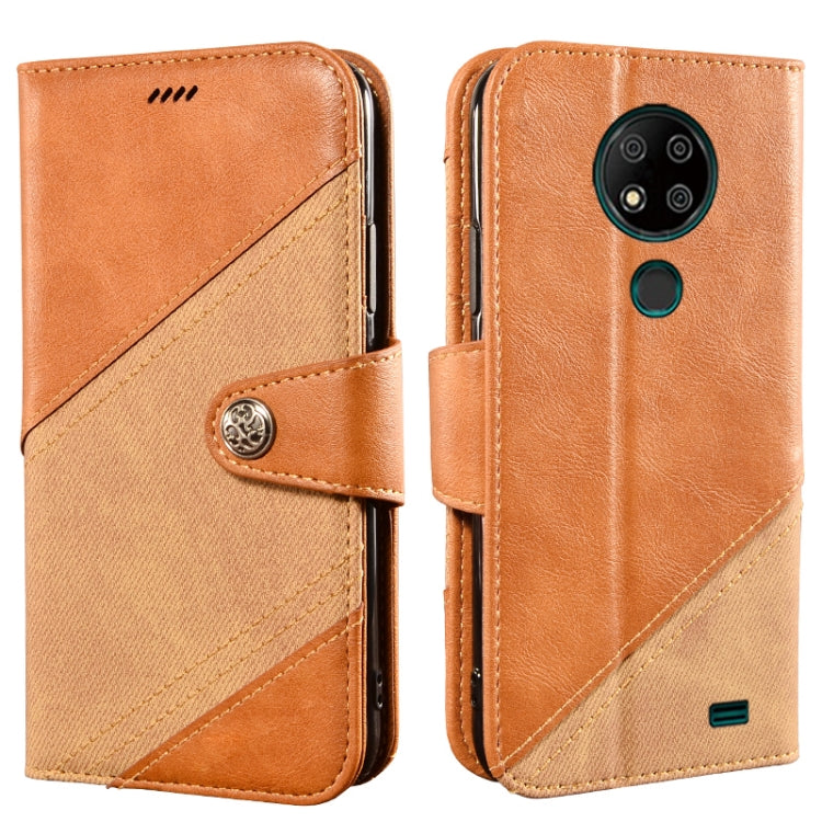 For Oukitel C19 Pro idewei Color Contrast Retro Texture Leather Phone Case