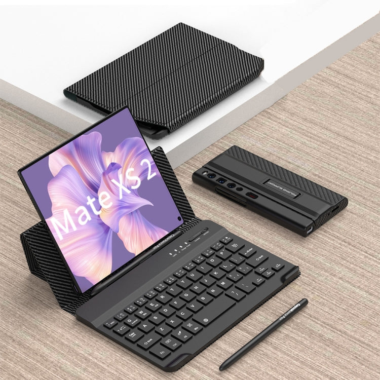 For Huawei Mate Xs 2 GKK Magnetic Folding Bluetooth Keyboard Leather Case with Pen