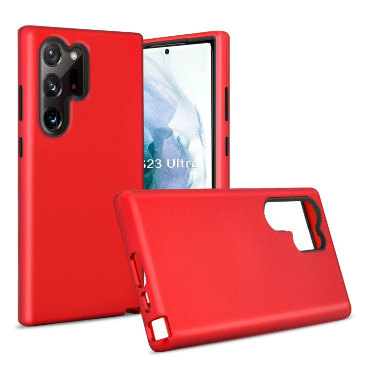 For Samsung Galaxy S23 Ultra 5G 3 in 1 Solid Color Shockproof Protective Phone Case