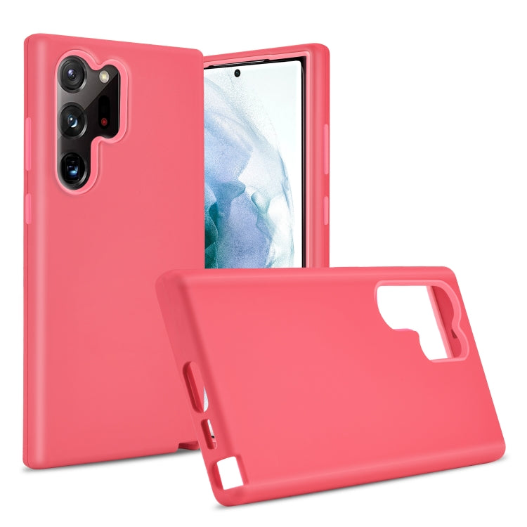 For Samsung Galaxy S23 Ultra 5G 3 in 1 Solid Color Shockproof Protective Phone Case