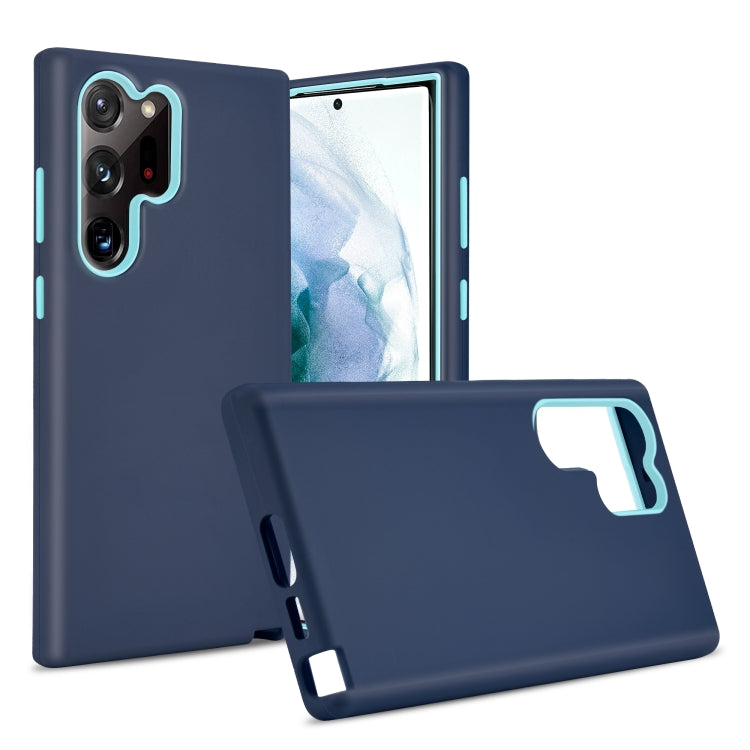 For Samsung Galaxy S23 Ultra 5G 3 in 1 Solid Color Shockproof Protective Phone Case