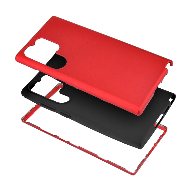 For Samsung Galaxy S23 Ultra 5G 3 in 1 Solid Color Shockproof Protective Phone Case