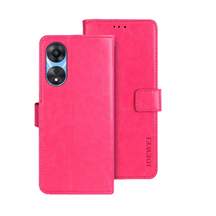 For OPPO A58 5G idewei Crazy Horse Texture Leather Phone Case