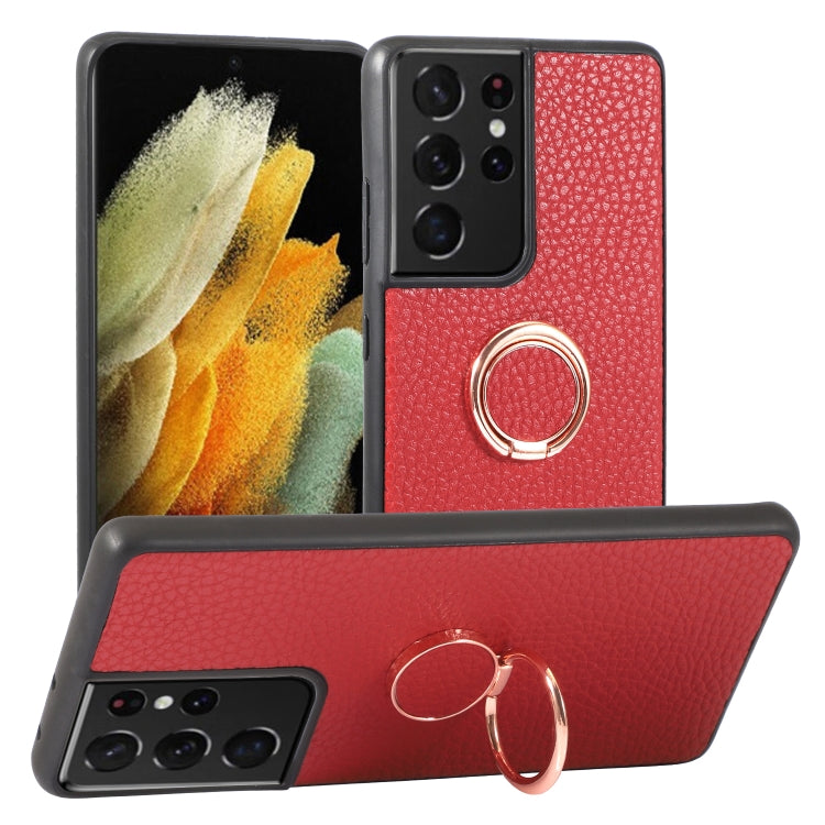 For Samsung Galaxy S21 Ultra 5G Litchi Texture Magnetic Shockproof Protective Phone Case