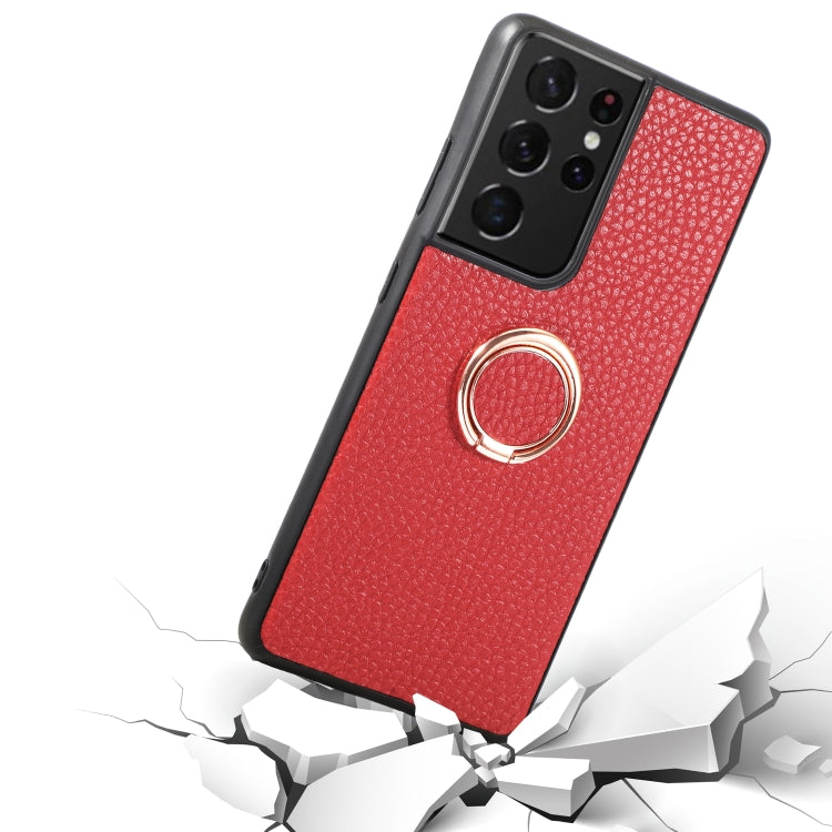 For Samsung Galaxy S21 Ultra 5G Litchi Texture Magnetic Shockproof Protective Phone Case