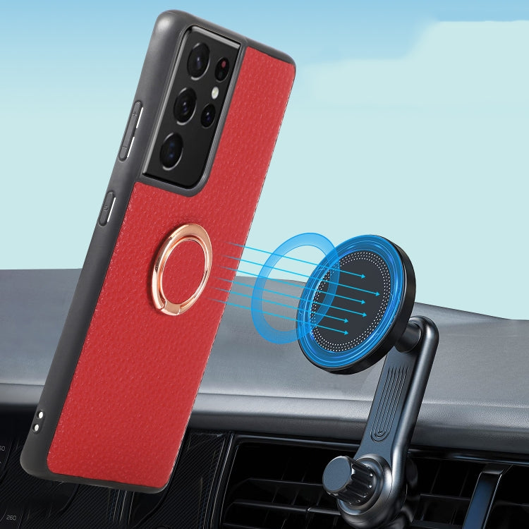 For Samsung Galaxy S21 Ultra 5G Litchi Texture Magnetic Shockproof Protective Phone Case