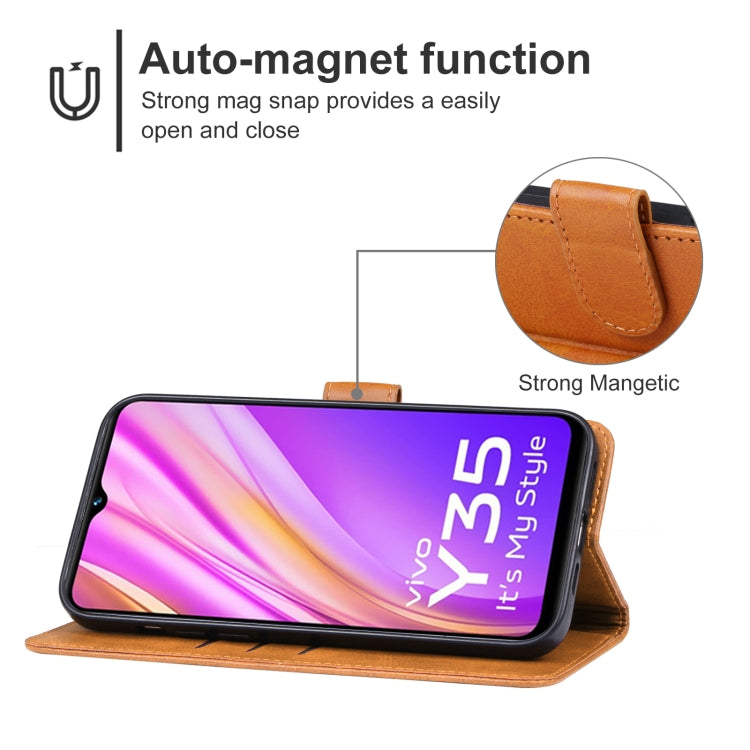 For vivo Y35 5G Leather Phone Case