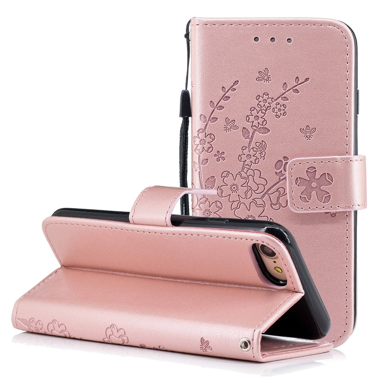For iPhone SE 2022 / SE 2020 Plum Blossom Embossing Pattern Horizontal Flip Leather Case with Holder & Card Slots & Wallet & Lanyard