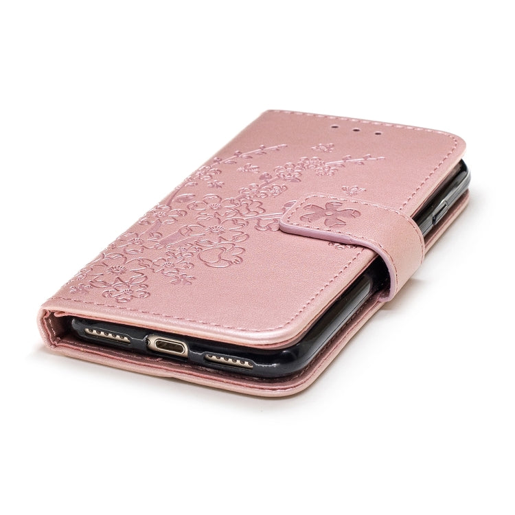 For iPhone SE 2022 / SE 2020 Plum Blossom Embossing Pattern Horizontal Flip Leather Case with Holder & Card Slots & Wallet & Lanyard