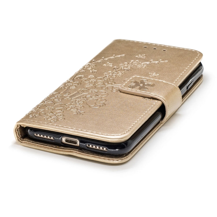 For iPhone SE 2022 / SE 2020 Plum Blossom Embossing Pattern Horizontal Flip Leather Case with Holder & Card Slots & Wallet & Lanyard