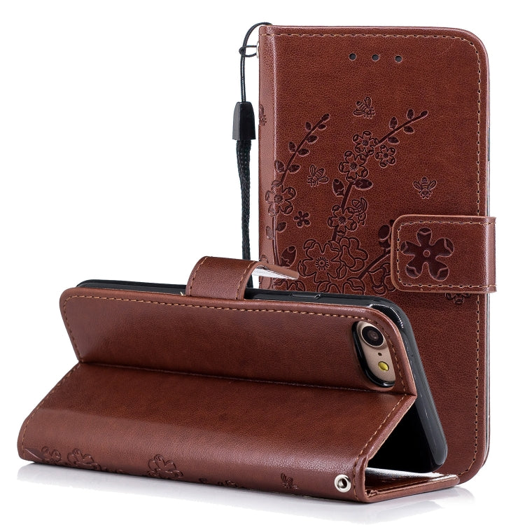 For iPhone SE 2022 / SE 2020 Plum Blossom Embossing Pattern Horizontal Flip Leather Case with Holder & Card Slots & Wallet & Lanyard