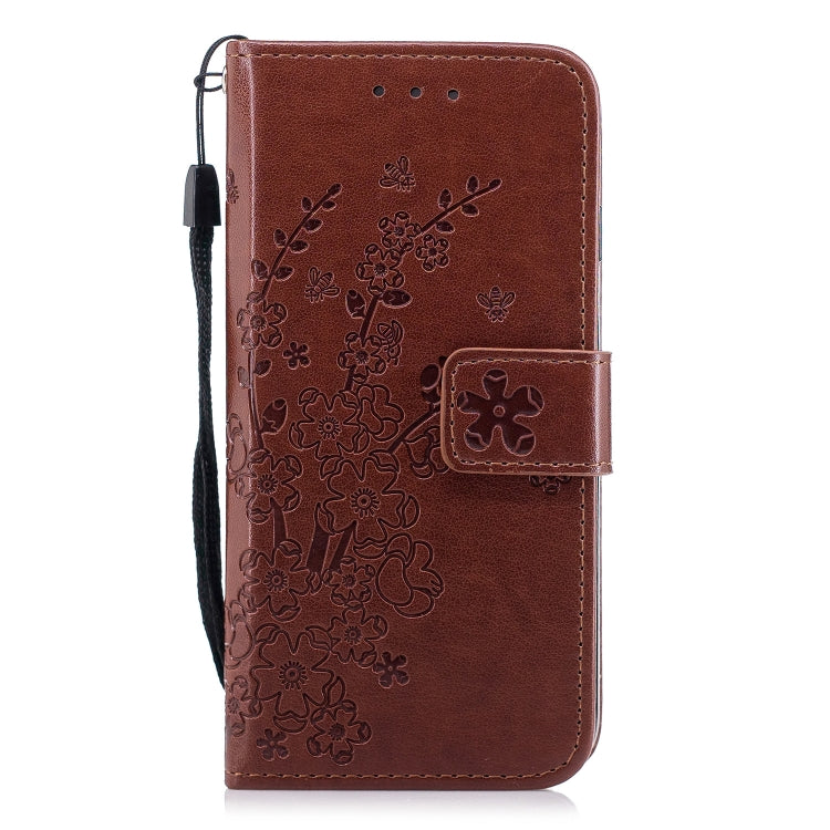 For iPhone SE 2022 / SE 2020 Plum Blossom Embossing Pattern Horizontal Flip Leather Case with Holder & Card Slots & Wallet & Lanyard