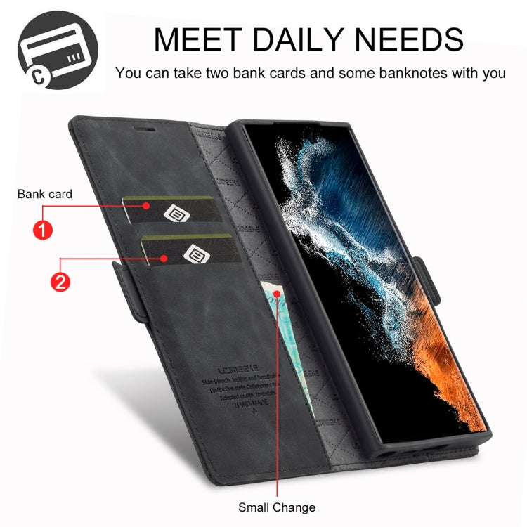 For Samsung Galaxy S23 Ultra 5G LC.IMEEKE Strong Magnetism Microfiber Leather Phone Case