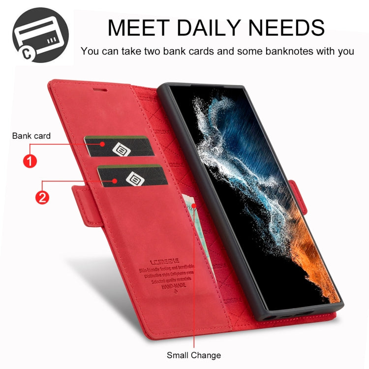 For Samsung Galaxy S23 Ultra 5G LC.IMEEKE Strong Magnetism Microfiber Leather Phone Case