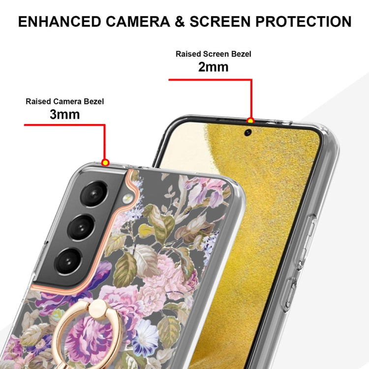 For Samsung Galaxy S23 5G Flowers and Plants Series IMD TPU Phone Case with Ring Holder
