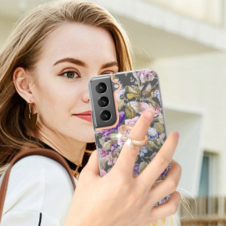 For Samsung Galaxy S23 5G Flowers and Plants Series IMD TPU Phone Case with Ring Holder