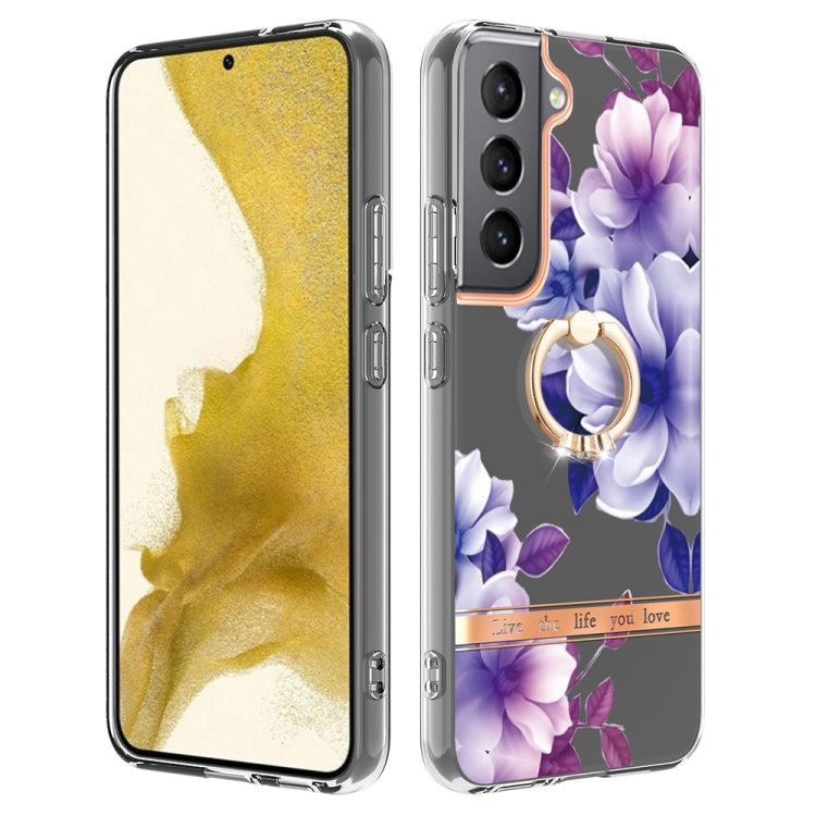 For Samsung Galaxy S23 5G Flowers and Plants Series IMD TPU Phone Case with Ring Holder
