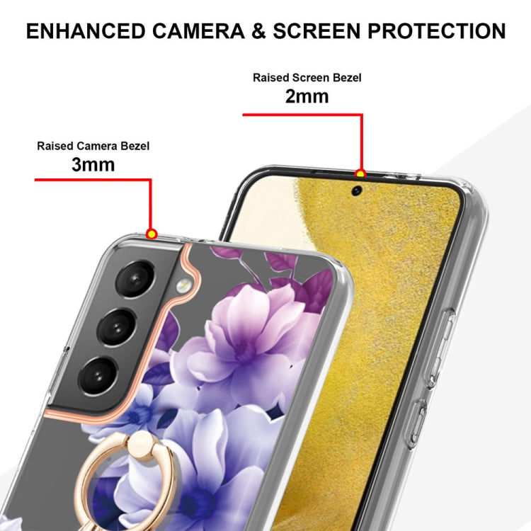 For Samsung Galaxy S23 5G Flowers and Plants Series IMD TPU Phone Case with Ring Holder