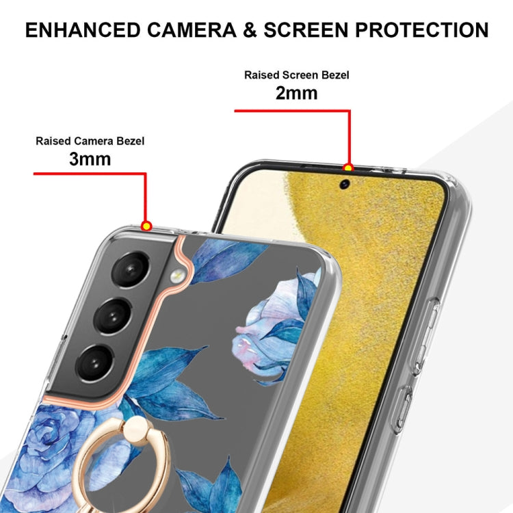 For Samsung Galaxy S23 5G Flowers and Plants Series IMD TPU Phone Case with Ring Holder
