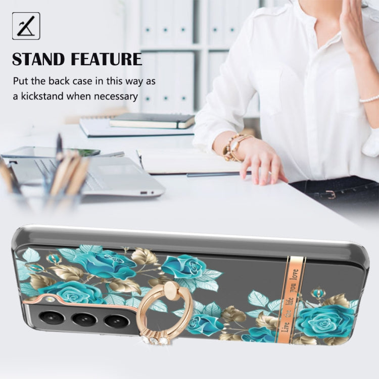 For Samsung Galaxy S23 5G Flowers and Plants Series IMD TPU Phone Case with Ring Holder