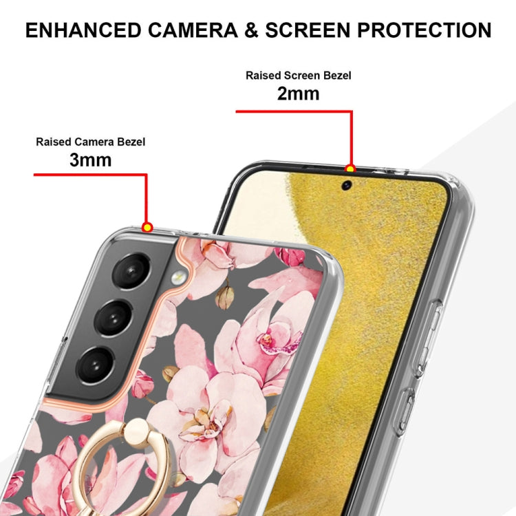 For Samsung Galaxy S23+ 5G Flowers and Plants Series IMD TPU Phone Case with Ring Holder