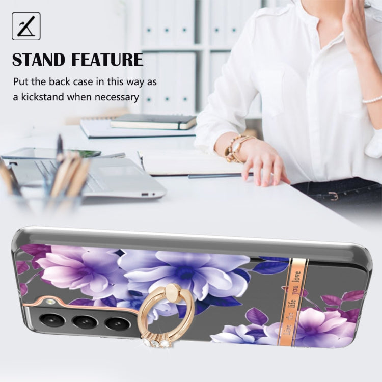 For Samsung Galaxy S23+ 5G Flowers and Plants Series IMD TPU Phone Case with Ring Holder