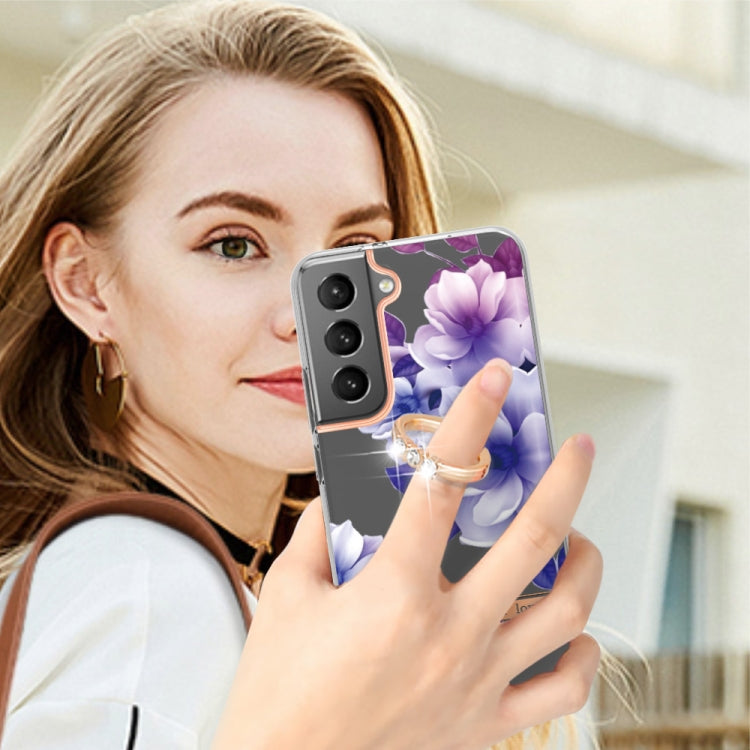 For Samsung Galaxy S23+ 5G Flowers and Plants Series IMD TPU Phone Case with Ring Holder