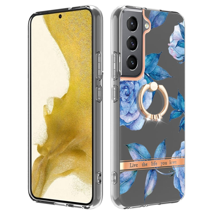 For Samsung Galaxy S23+ 5G Flowers and Plants Series IMD TPU Phone Case with Ring Holder