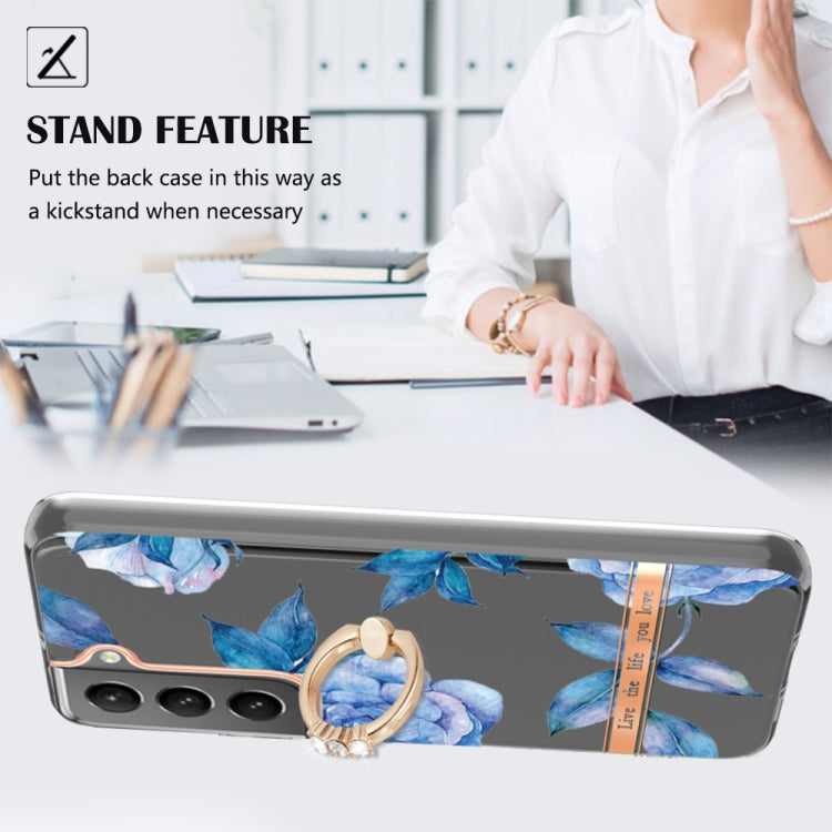 For Samsung Galaxy S23+ 5G Flowers and Plants Series IMD TPU Phone Case with Ring Holder