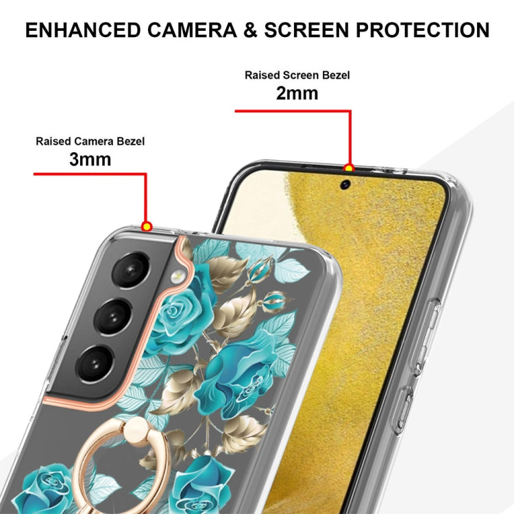For Samsung Galaxy S23+ 5G Flowers and Plants Series IMD TPU Phone Case with Ring Holder