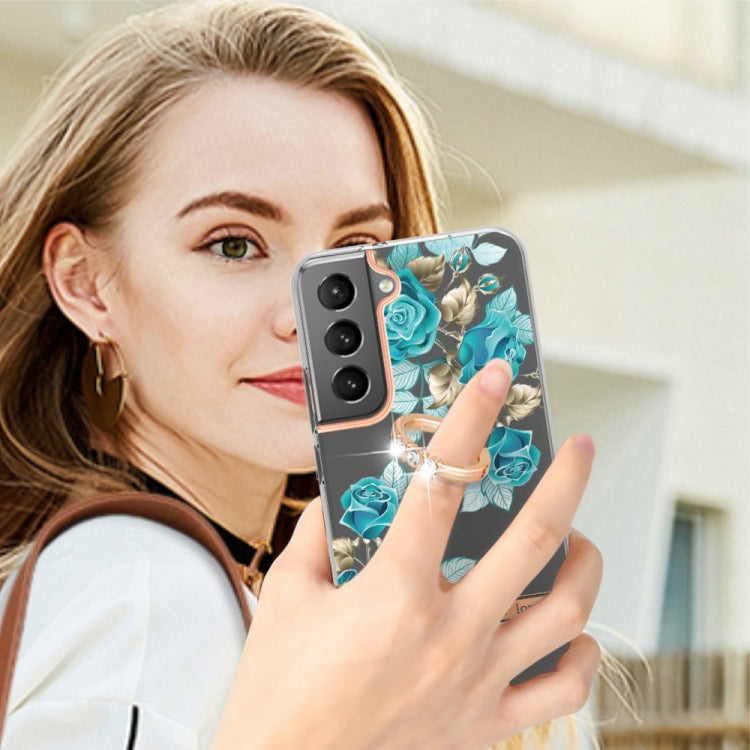 For Samsung Galaxy S23+ 5G Flowers and Plants Series IMD TPU Phone Case with Ring Holder