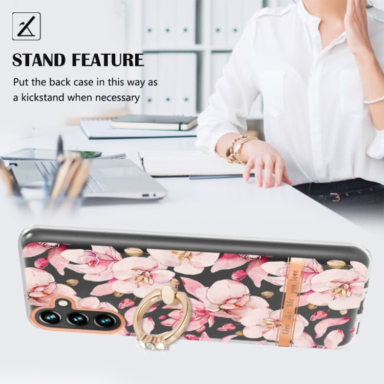 For Samsung Galaxy A14 5G Flowers and Plants Series IMD TPU Phone Case with Ring Holder