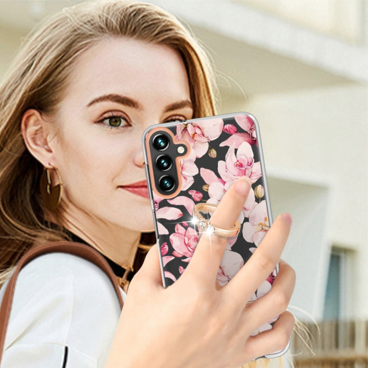 For Samsung Galaxy A14 5G Flowers and Plants Series IMD TPU Phone Case with Ring Holder