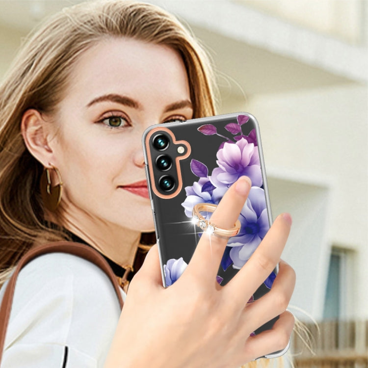 For Samsung Galaxy A14 5G Flowers and Plants Series IMD TPU Phone Case with Ring Holder