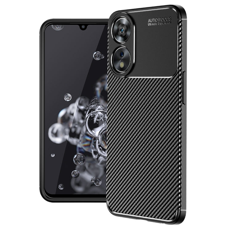 For OPPO A58 Carbon Fiber Texture Shockproof TPU Phone Case(Black)