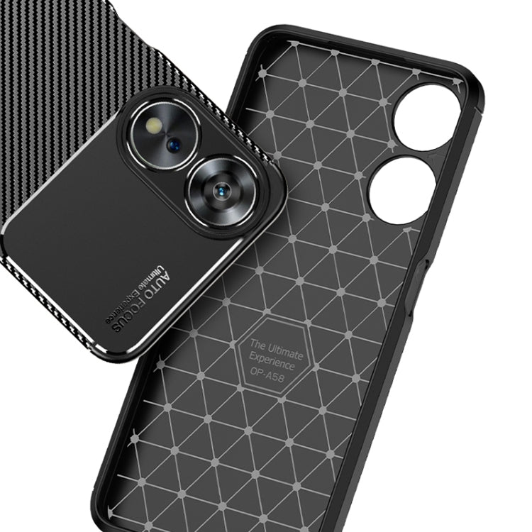 For OPPO A58 Carbon Fiber Texture Shockproof TPU Phone Case(Black)