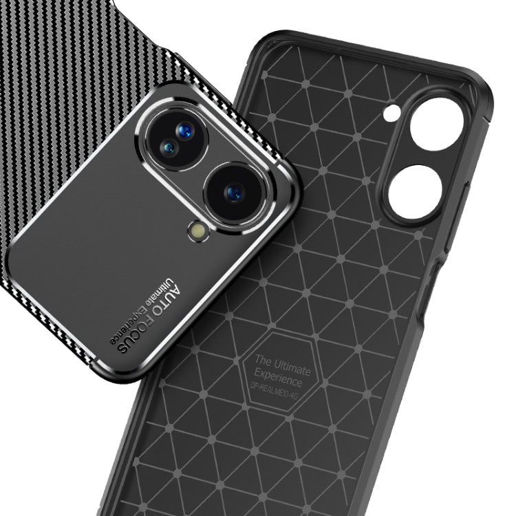 For Realme 10 Pro Carbon Fiber Texture Shockproof TPU Phone Case(Black)