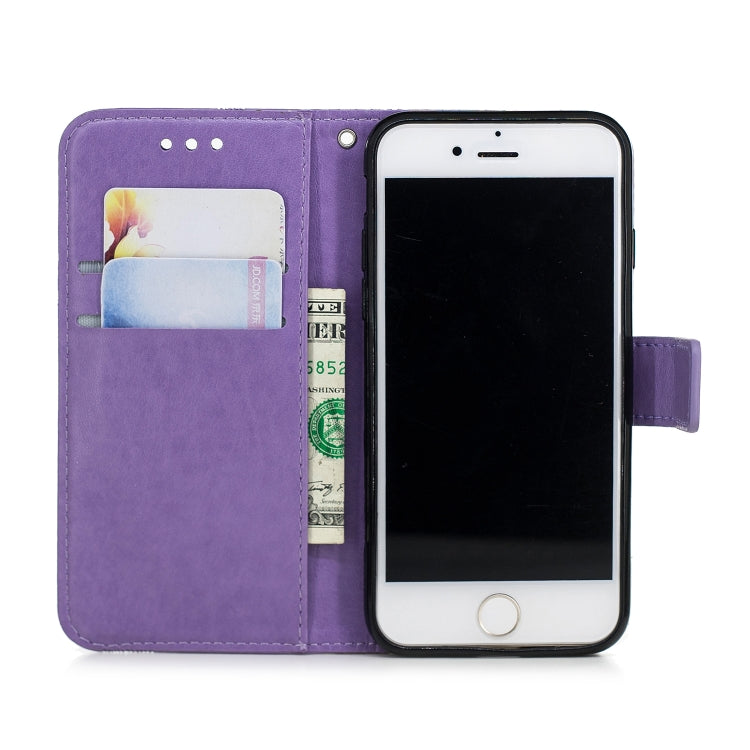 For iPhone SE 2022 / SE 2020 Diamond Encrusted Butterflies Embossing Pattern Horizontal Flip Leather Case with Holder & Card Slots & Wallet & Lanyard