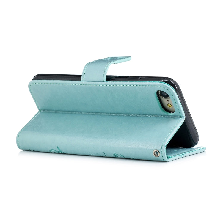 For iPhone SE 2022 / SE 2020 Diamond Encrusted Butterflies Embossing Pattern Horizontal Flip Leather Case with Holder & Card Slots & Wallet & Lanyard