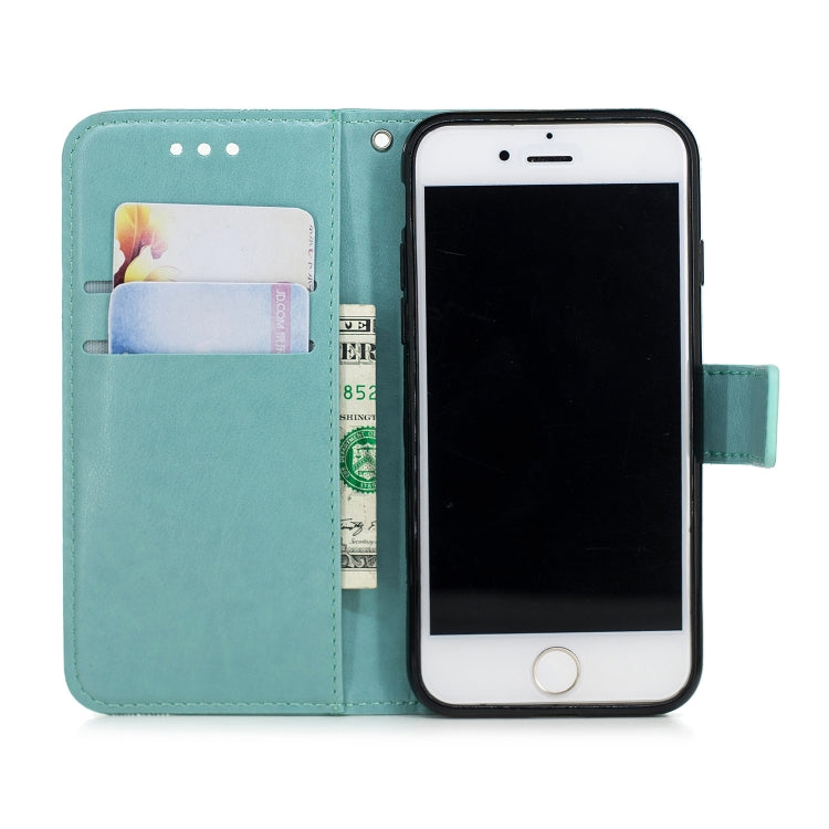 For iPhone SE 2022 / SE 2020 Diamond Encrusted Butterflies Embossing Pattern Horizontal Flip Leather Case with Holder & Card Slots & Wallet & Lanyard