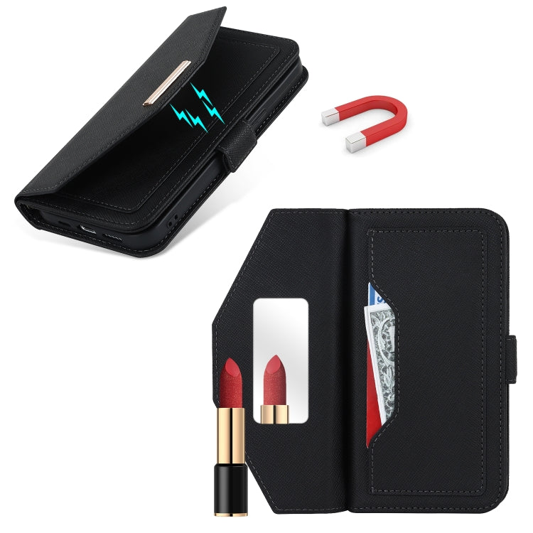 For iPhone 14 Cross Texture Lanyard Leather Phone Case