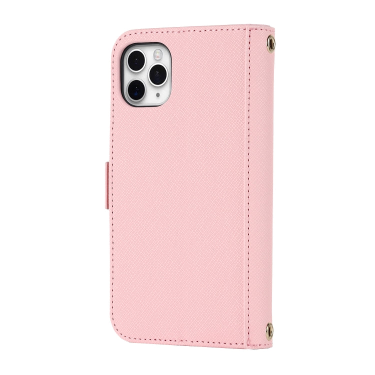 For iPhone 11 Pro Cross Texture Lanyard Leather Phone Case