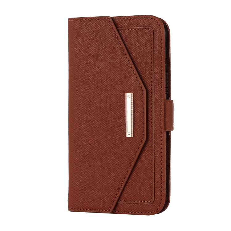 For iPhone 11 Cross Texture Lanyard Leather Phone Case