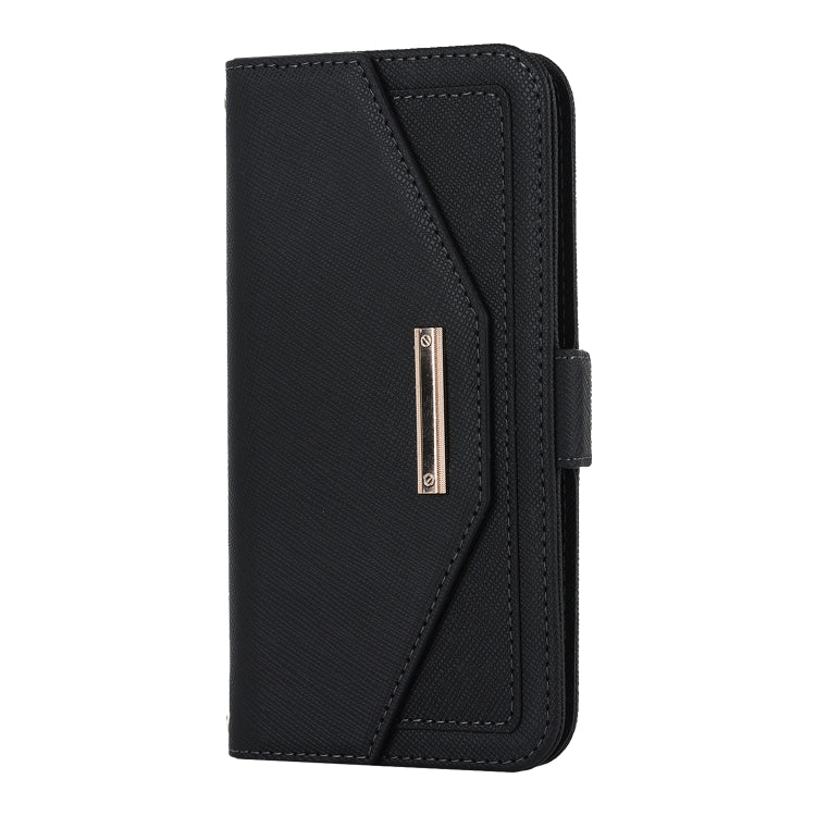 For iPhone XR Cross Texture Lanyard Leather Phone Case