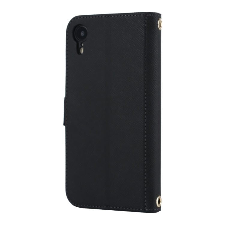 For iPhone XR Cross Texture Lanyard Leather Phone Case