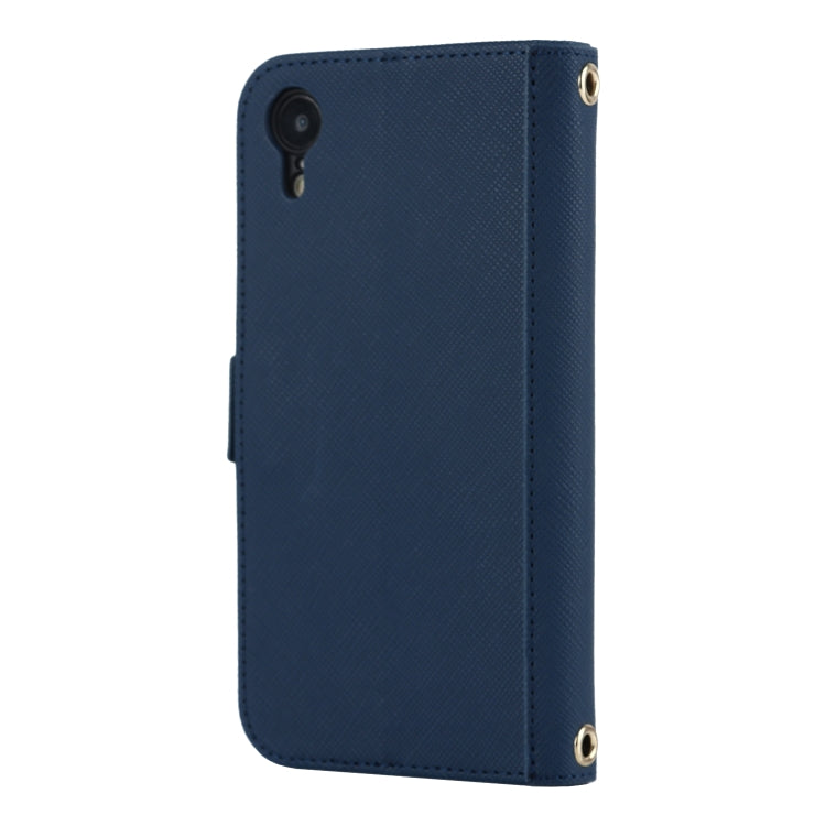 For iPhone XR Cross Texture Lanyard Leather Phone Case