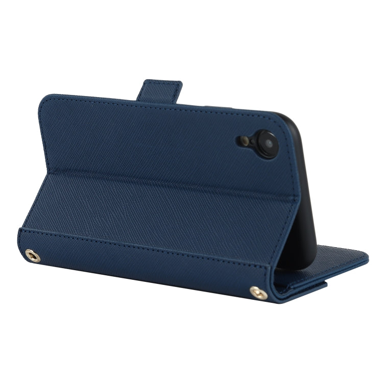 For iPhone XR Cross Texture Lanyard Leather Phone Case