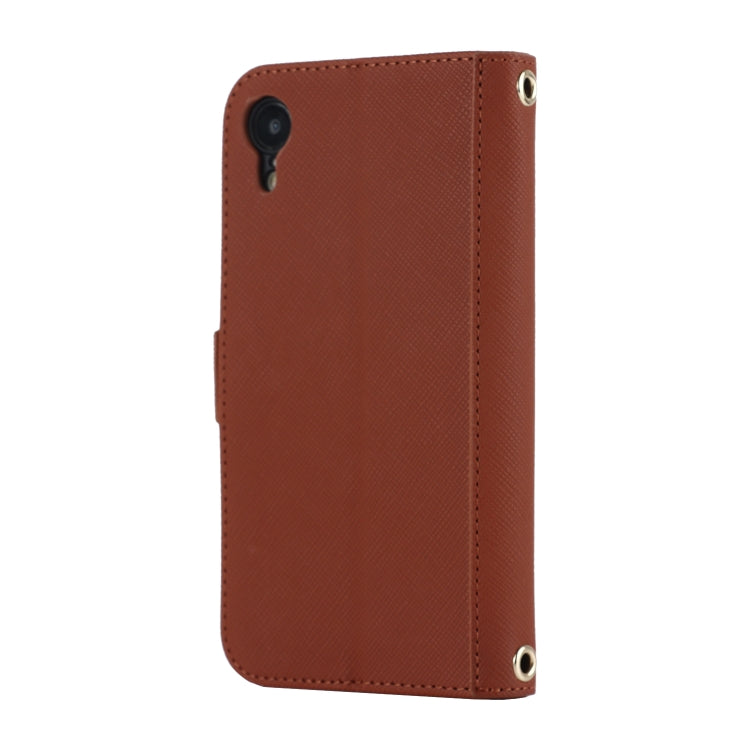 For iPhone XR Cross Texture Lanyard Leather Phone Case