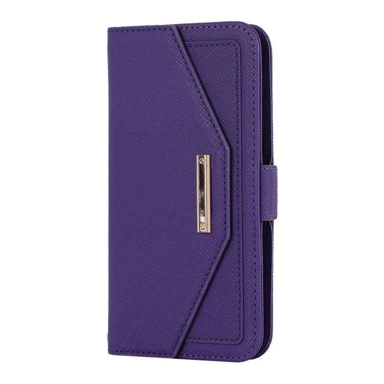 For iPhone XR Cross Texture Lanyard Leather Phone Case